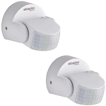 Set van 2 Buitenbewegingsmelders met 180° & 360° Draaibaarheid en 12m Bereik