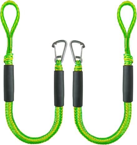 Bungee Dock Line - Boottouwen voor Mooring met RVS Clip - Set van 2 (Groen, 8 voet)