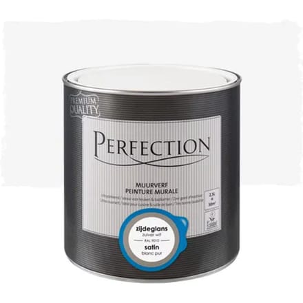 Perfection Ultradekkend Muurverf - Zijdeglans - Zuiver Wit Ral 9010 - 2,5l