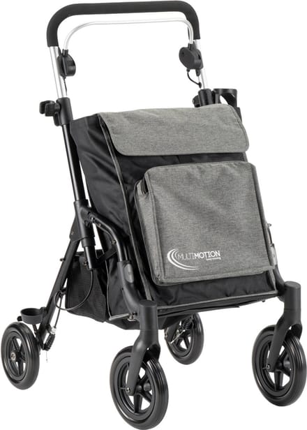 MultiMotion Shopper rollator - Denim grijs/ zwart - Boodschappentrolley en rollator in 1