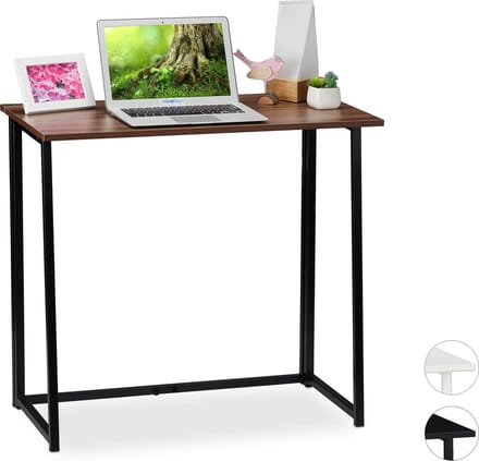 bureau inklapbaar - ruimtebesparend - 74,5 x 80 x 45 cm - metalen frame - bruin-zwart