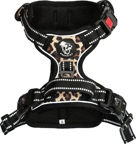Frenkiez reflective no pull lockable harness, light leopard, X-Large