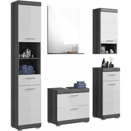 Scout badkamercombinatie wit hoogglans MDF TZ rookzilver NB - 37x164x191cm