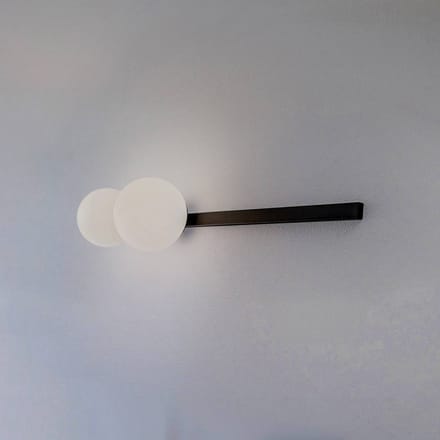 ALDEX Wandlamp Garda 2, zwart, metaal, glas, 2-lamps