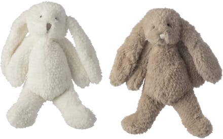 J-Line decoratie Konijn - polyresin - wit/beige - small - set van 2