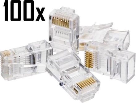 RJ45 CAT6 UTP Connector - LAN Kabel Aansluiting Stekker voor Internet / Netwerk kabel - 100 Stuks