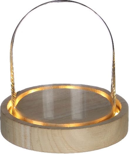 Glazen LED stolp Ø100 mm H.105 mm met houten basis - 1 st