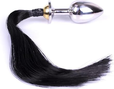 Buttplug met paardenstaart - zwart