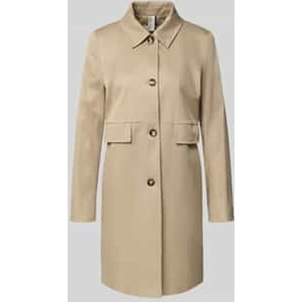 Regular fit lange jas met platte kraag model 'Mina'