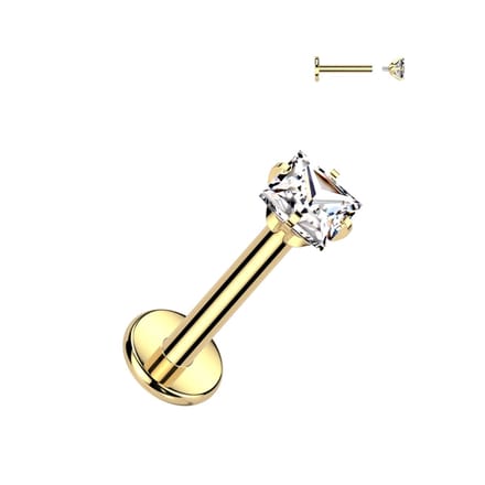 Piercing titanium vierkant top 1.2x6x3 - goud - LMPiercings