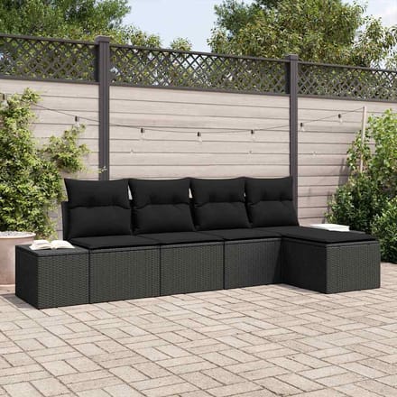 vidaXL Tuin Sofa Set 5 st Zwart poly rattan