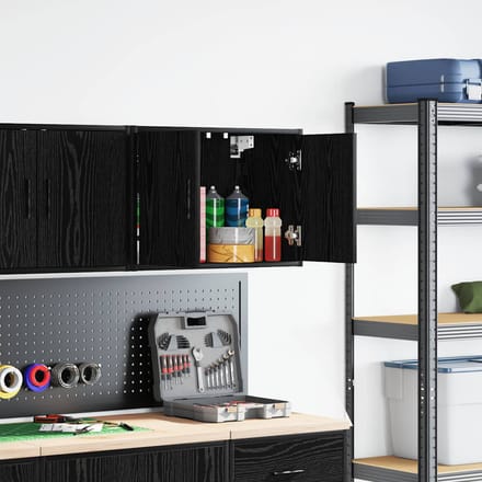 vidaXL - Garagewandkast - spaanplaat - zwart