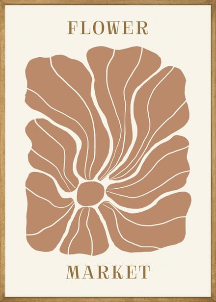 Abstracte Bloem Zandbruin Poster 21x30 cm