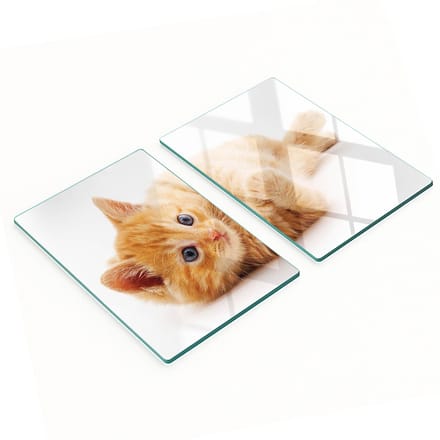 Glazen serveerplanken met rode kattenafbeeldingen, 2x40x52 cm