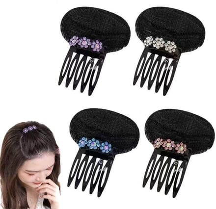 Dailygoods- Haarvolume Bump It Up - 4 Stuks Haarclips - Strass Bloem - Haar Pad - Onzichtbaar - Kunststof/Spons - 7 x 8,5 cm - Haarclip