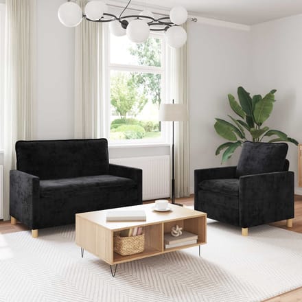 vidaXL - Bankstel - 2 - st - Zwart - Polyester