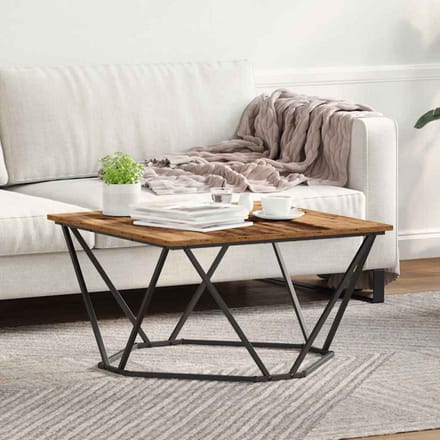 vidaXL - Salontafel - Oud - Hout - 80 - x - 80 - x - 45 - cm - Engineered - hout - en - staal