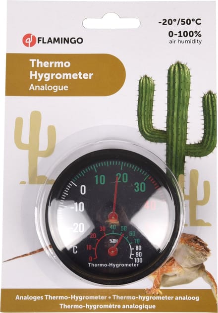 Flamingo - Thermo-/Hygrometer terrarium - Analoog - Zwart