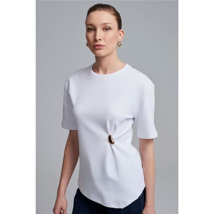 Dames T-shirt met ronde hals en korte mouwen