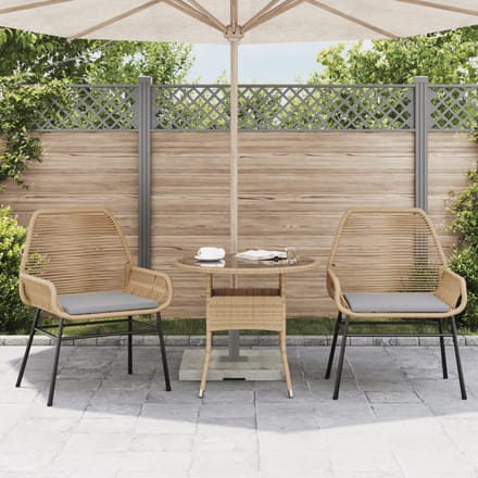 vidaXL - Tuinstoelen - 2 - st - met - kussens - poly - rattan - bruin