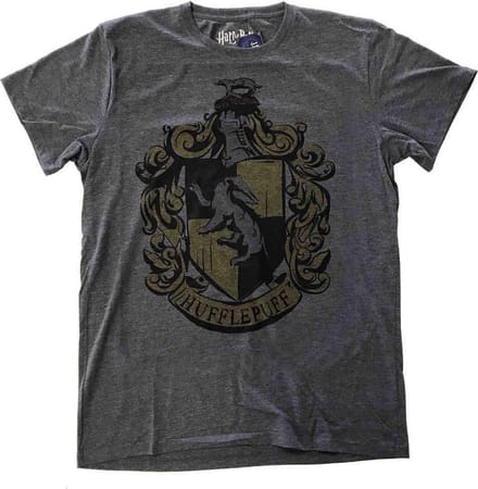 Harry Potter Heren Tshirt -S- Hufflepuff Dyed Grijs
