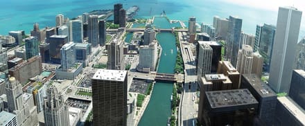 Fotobehang City Chicago  | PANORAMIC - 250cm x 104cm | 130g/m2 Vlies