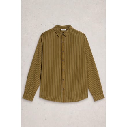 White Stuff Stripe Twill Shirt Khaki Green Größe: M | Casual hemden Outlet | Herren | Braun