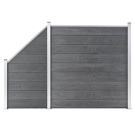 vidaXL - Schuttingset - 1 - vierkant - en - 1 - schuin - 273x186 - cm - HKC - grijs