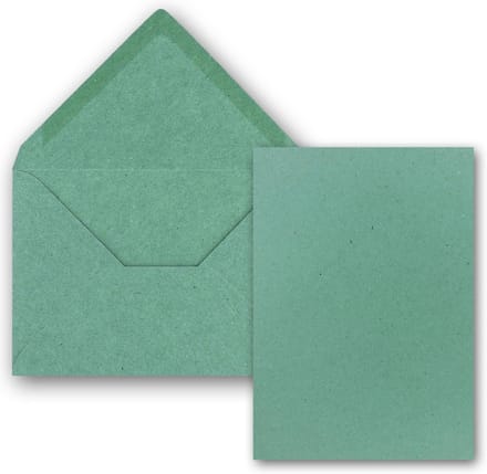 25 Kraftpapier Kaarten met Enveloppen DIN A6 / C6 Eucalyptus Groen