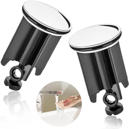 Wastafelstop - 4 cm - 2 stuks - Chroom Afvoerplug - Afvoerstop wastafel - Universele - Zwart
