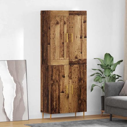vidaXL - Highboard - Oud - Hout - 69,5 - x - 34 - x - 180 - cm - Bewerkt - hout