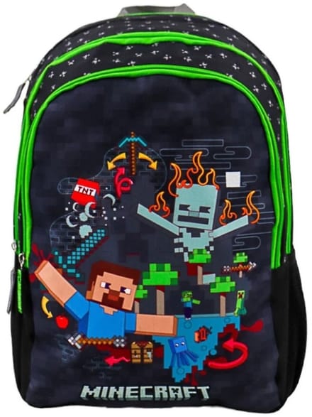 MINECRAFT TNT Rugzak - Schooltas - Rugtas - 3 ritsvakken - 8+ Jaar
