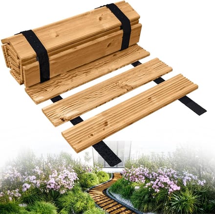 Houten Tuinpad Rol - Loopbrug Pad - Decoratief Pad - In te Kort Lengte - 30x600cm - Natuurlijk