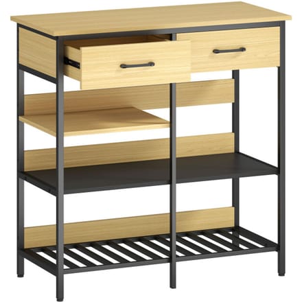 4goodz Keukenrek met 2 lades - 3 open planken 90 x 40 x 91 cm - Bruin