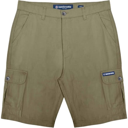 Lambretta Heren Rubberised Logo Cargo Shorts (Khaki Groen)