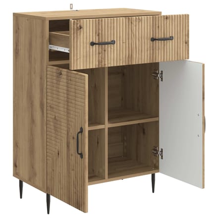 vidaXL - Dressoir - Artisanaal - eiken - 66 - x - 34,5 - x - 89,5 - cm - Bewerkt - hout