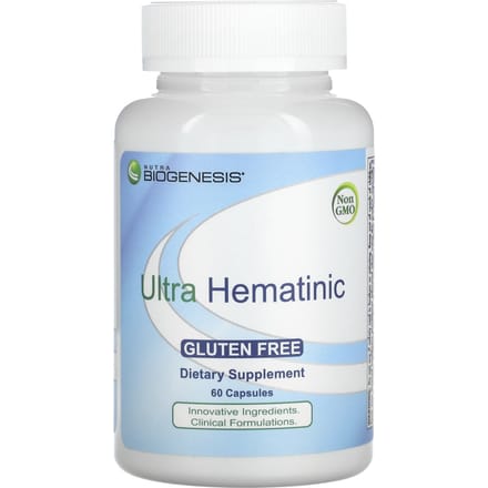 Nutra BioGenesis, Hématinique Ultra, 60 Gélules