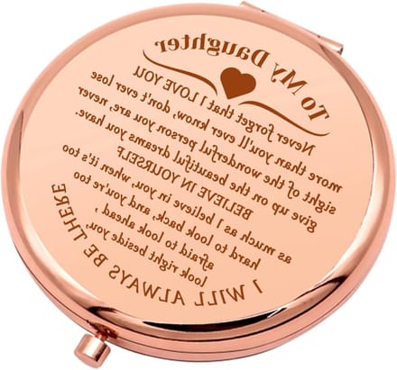 Compacte Spiegel - Make-up spiegel - Dagelijks gebruik - Inspirerende boodschap - 65 mm diameter - Roségoud