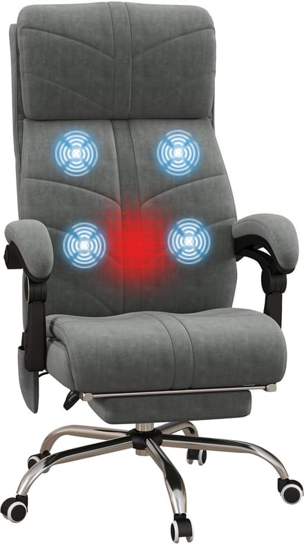 Vinsetto-Massagebureaustoel-Fluwelen (100% polyester)-64x70x117cm-Grijs