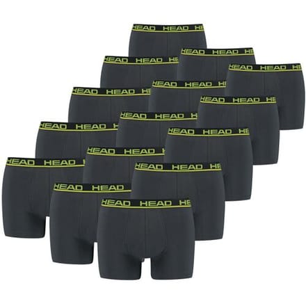 HEAD Boxershorts Basic Phantom / Lime Punch - 15-pack Grijze heren boxershorts - Maat M