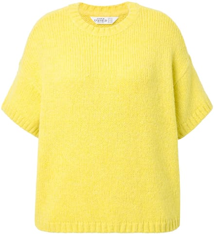 Studio Untold - Dames - Trui oversized model fancybreisel korte mouw - Groengeel - Maat 46+