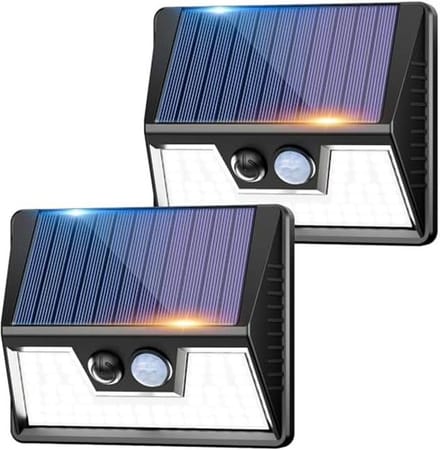 Zonne lampen voor buiten met bewegingssensor - 2 stuks Waterdicht LED-schijnwerper voor Tuin en Garage