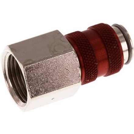 Vernikkeld Messing DN 5 Rood Luchtkoppeling Snelkoppeling G 3/8 inch Binnendraad Double Shut-Off - CLS5-F-BN-RED-SV-P-038