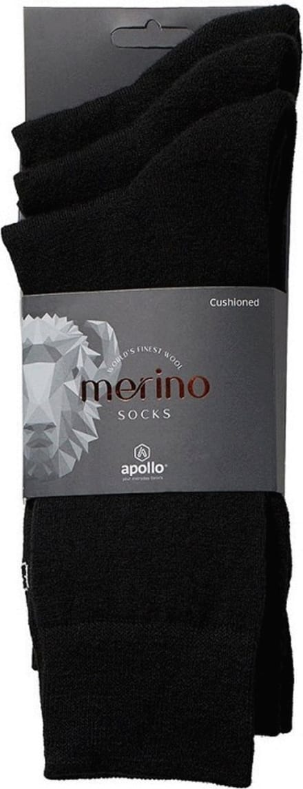 Apollo Sokken Wol/Terry 3-Pack Zwart - Sokken - 43-46