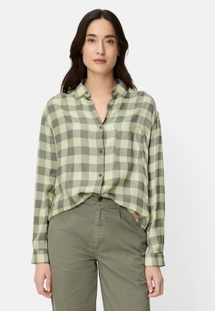 camel active Blouse met borstzak - Maat - Limoengroen gebloktwomenswear-L