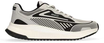 Manfield - Heren - Grijze leren sneakers - Maat 42