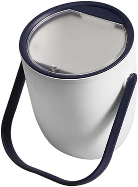 Mini prullenbak - Kleine afvalbak - Bureau opruimen - Pop-up deksel - 17 x 14 cm - Grijs