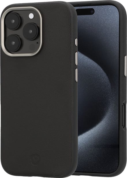 Valenta - Backcover iPhone 16 Pro - Magsafe Hoesje Zwart - Eco Leer - Style