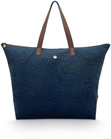 Pip Studio - Tilda - Quiltey Days - Shopper - Blauw - Fluweel / Polyester - 66x20x44cm
