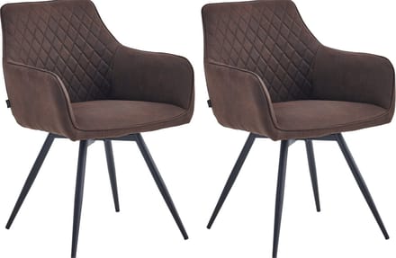 Colenis® - Sierra Eetkamerstoel - Set Van 2 - Bruin - Microfiber Stof - Microvezel - Industrieel - Draaibaar - 360°